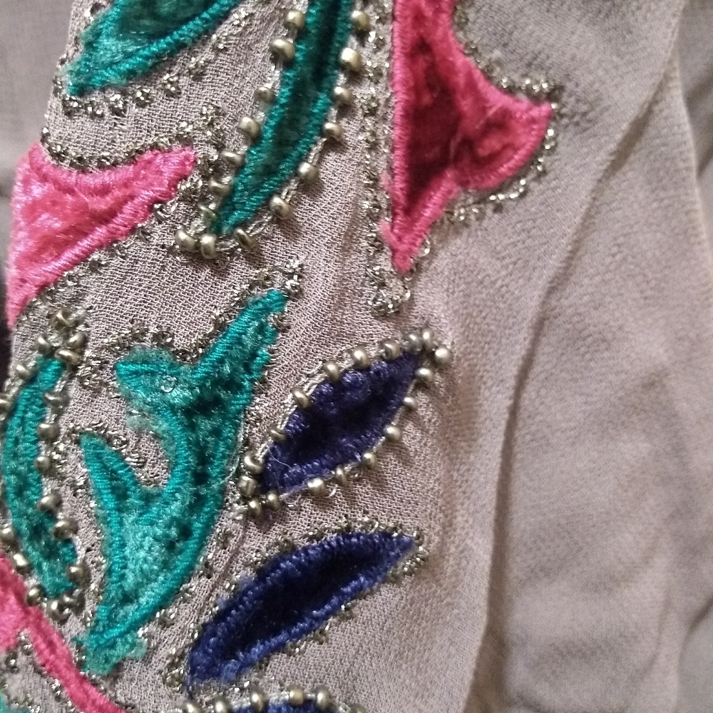 Delicate Beaded Stitched Flowy Anthropologie Dress
